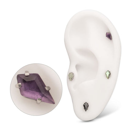 Invictus Titanium Threadless 4-Prong Kite Shape Stone Top