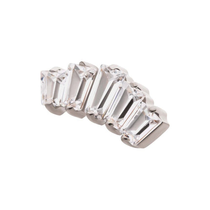 Invictus Titanium Threadless Prong Set Baguette CZ 5-Cluster Fan Shape Top