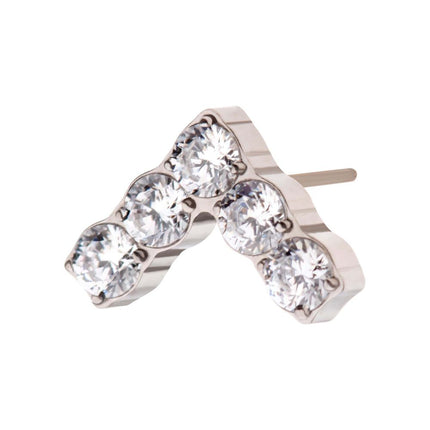 Invictus Titanium Threadless with Prong Set Round Clear CZ Chevron Shape Top