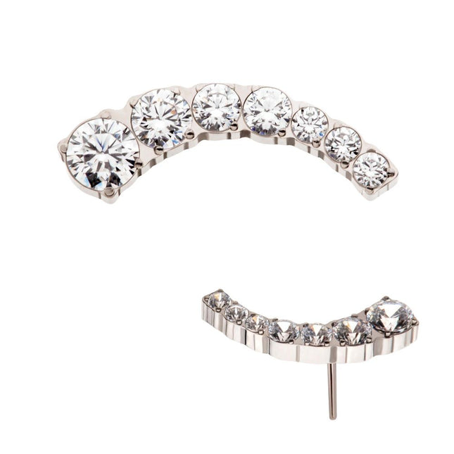 Invictus Titanium Threadless with Prong Set Round Clear CZ 7-Cluster Top