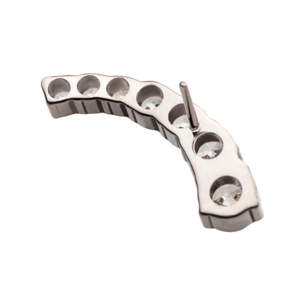 Invictus Titanium Threadless with Prong Set Round Clear CZ 7-Cluster Top