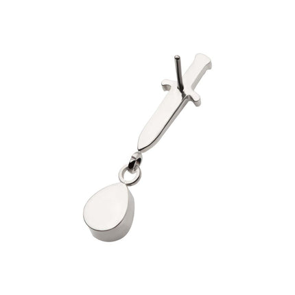 Invictus Titanium Threadless Dangle Bezel Teardrop Gem Dagger Top