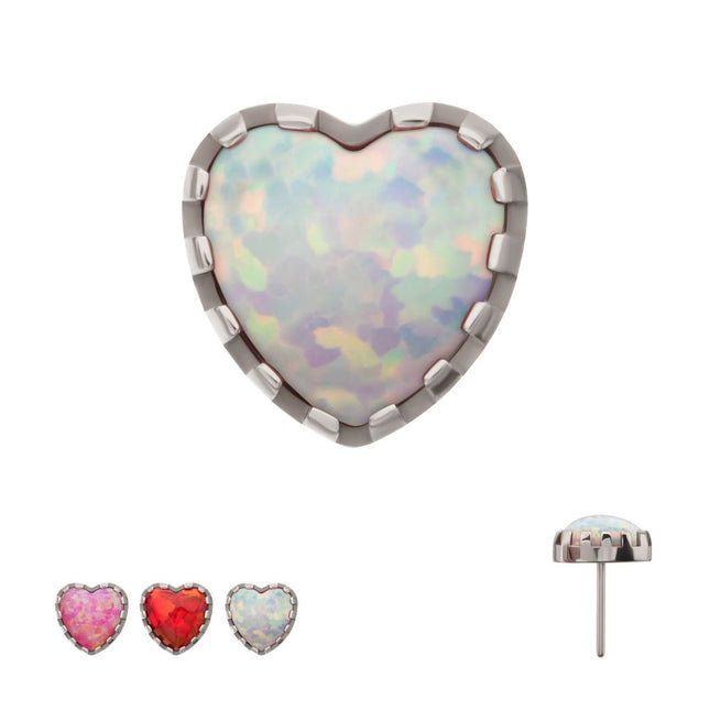 Invictus Titanium Threadless Prong Edge Opal Heart Top
