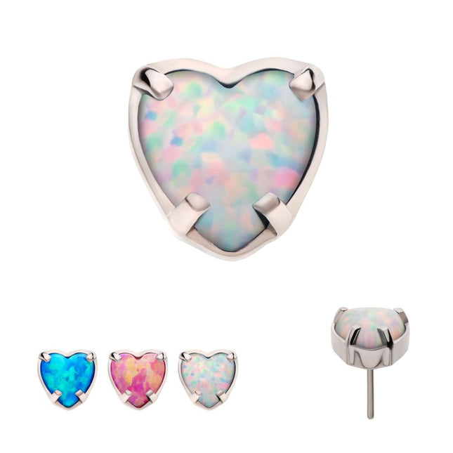 Invictus Titanium Threadless with Prong Set Opal Heart Top
