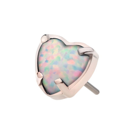 Invictus Titanium Threadless with Prong Set Opal Heart Top