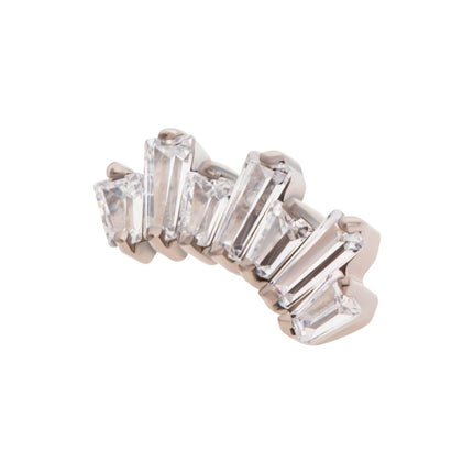Invictus Titanium Threadless Prong Set Baguette CZ 7-Cluster Fan Shape Top