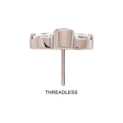 Invictus Titanium Threadless 3-Cluster Marquise Gem Fan Top with Bezel Round Gem