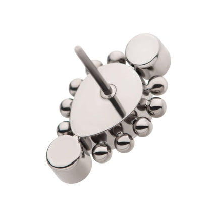 Invictus Titanium Threadless with Bezel Set Round CZ & Beads Around Teardrop CZ Top