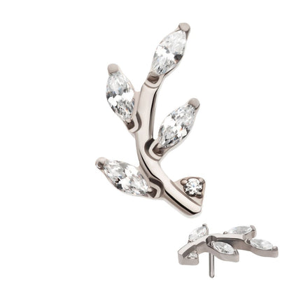 Invictus Threadless Prong Set Marquise CZ Leaf Top