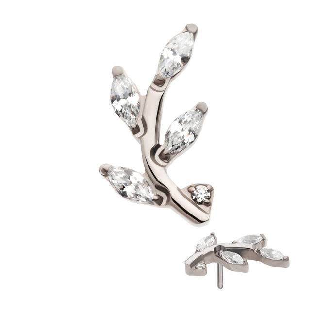 Invictus Threadless Prong Set Marquise CZ Leaf Top