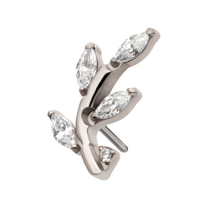 Invictus Threadless Prong Set Marquise CZ Leaf Top