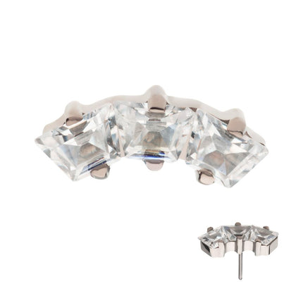 Invictus Titanium Threadless Prong Set Trapezoid CZ 3-Cluster Top