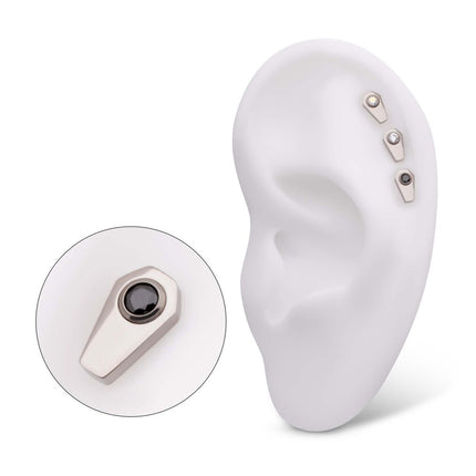 Invictus Titanium Threadless Coffin Top with Bezel Set Round CZ
