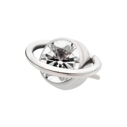 Invictus Titanium Threadless Planet Top with Bezel Set Round CZ/Opal