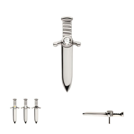 Invictus Titanium Threadless with Bezel Set 1mm CZ Dagger Top