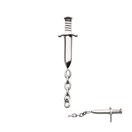 Invictus Titanium Threadless Dagger Top with Dangle 8mm Chain