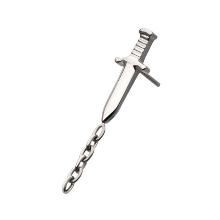 Invictus Titanium Threadless Dagger Top with Dangle 8mm Chain
