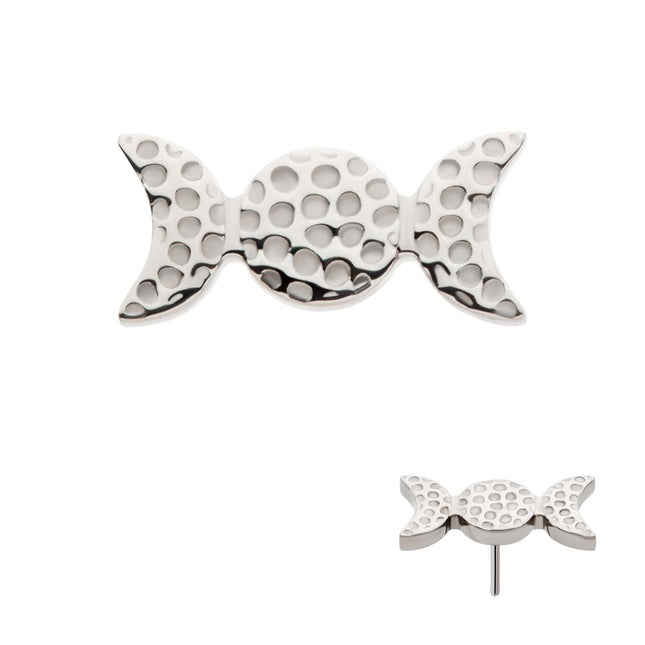 Invictus Titanium Threadless Hammered Triple Moon Phase Top