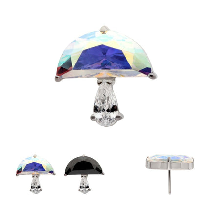 Invictus Titanium Threadless Prong Set Multi Shape CZ Mushroom Top