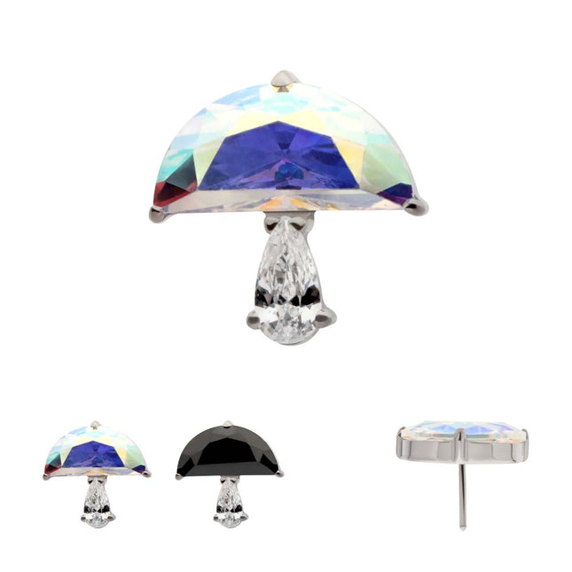 Invictus Titanium Threadless Prong Set Multi Shape CZ Mushroom Top