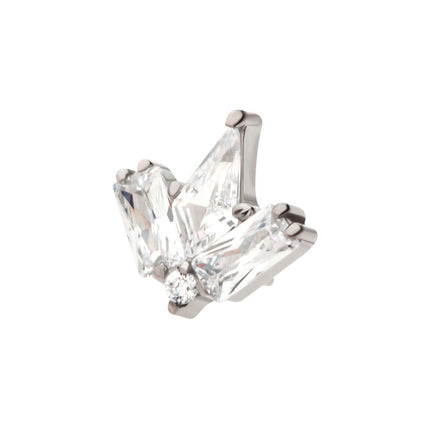 Invictus Titanium Threadless Multi Shape Clear CZ 4-Cluster Top