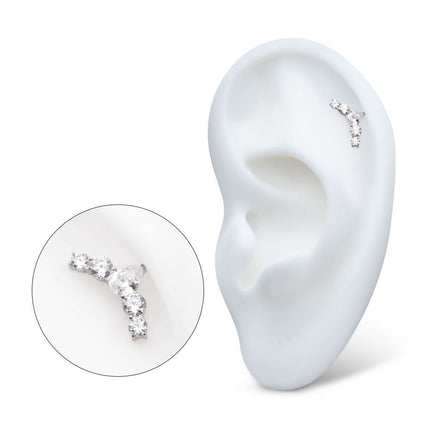 Invictus Titanium Threadless Prong Set Round & Teardrop Shape CZ 5-Cluster Top