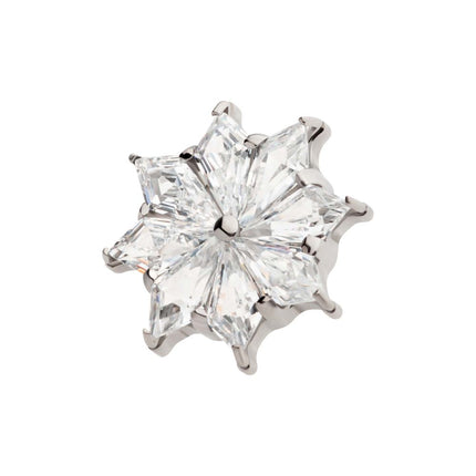 Invictus Titanium Threadless 8-Cluster Prong Set Kite Shape CZ Flower Top