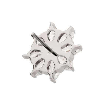 Invictus Titanium Threadless 8-Cluster Prong Set Kite Shape CZ Flower Top