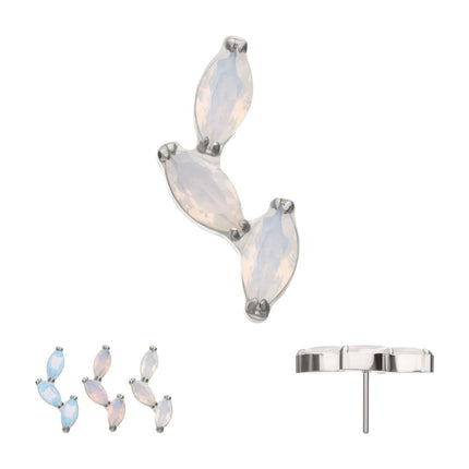 Invictus Titanium Threadless Vine Shape Top with 3-Tier Full Opalite Marquise