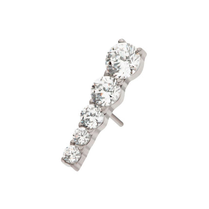 Invictus Titanium Threadless Cascading Prong Set Round CZ Gem 5-Cluster Top