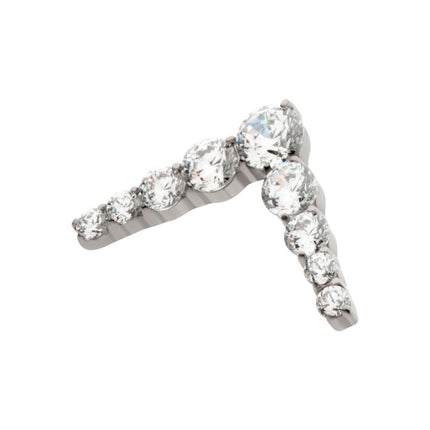 Invictus Titanium Threadless 9-Cluster Prong Set Round CZ Chevron Shape Top