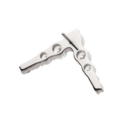 Invictus Titanium Threadless 9-Cluster Prong Set Round CZ Chevron Shape Top