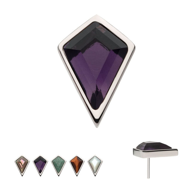 Invictus Titanium Threadless Bezel Set Kite Shape Stone Top