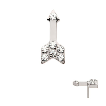 Invictus Titanium Threadless Pave Set Round CZ Gem Arrow Top