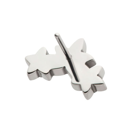 Invictus Titanium Threadless Prong Set Round CZ Gem 3-Cluster Star Top