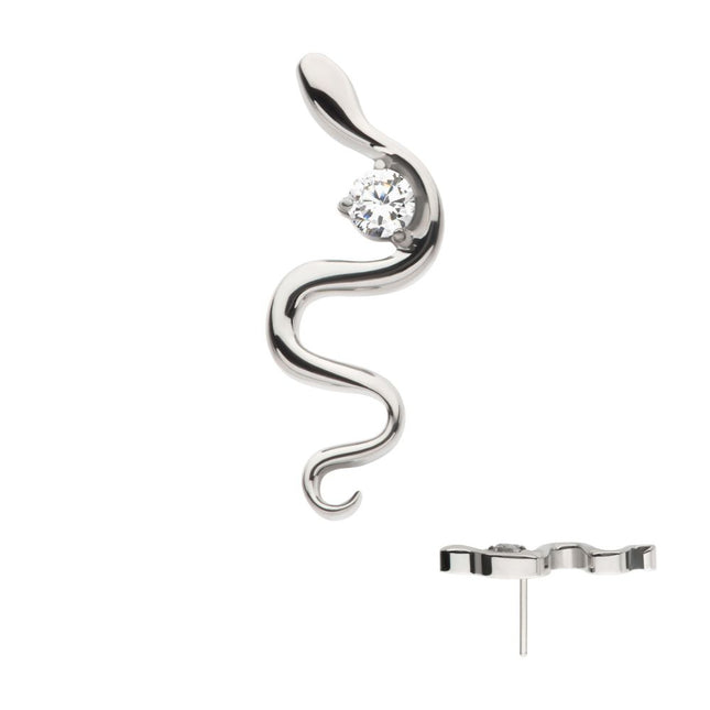 Invictus Titanium Threadless with 1.8mm Prong Set Round CZ Gem Snake Top