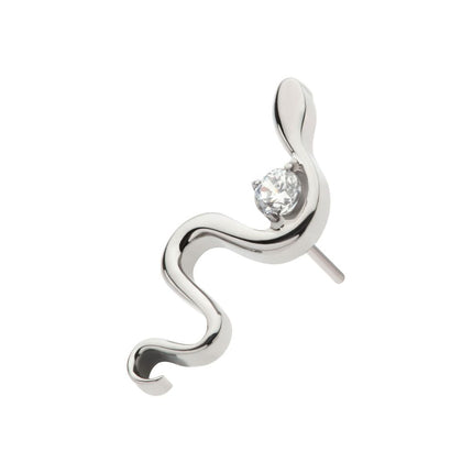 Invictus Titanium Threadless with 1.8mm Prong Set Round CZ Gem Snake Top