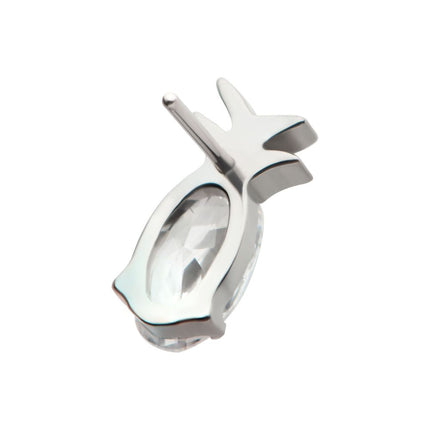 Invictus Titanium Threadless Prong Set Oval CZ Gem Pineapple Top
