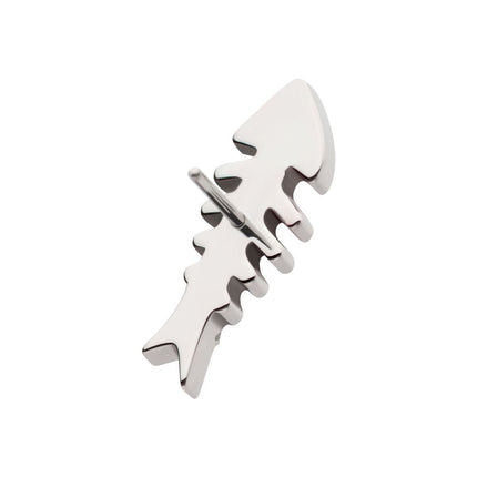 Invictus Titanium Threadless Pave Set Round CZ Gem Fishbone Top