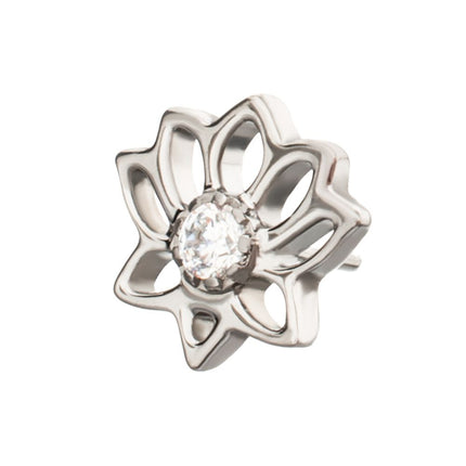 Invictus Titanium Threadless Lotus Flower Top with Prong Set Gem