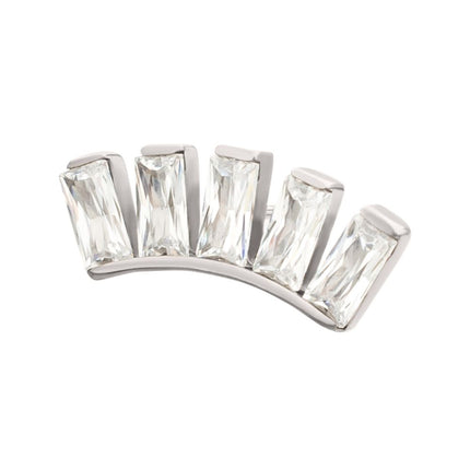 Invictus Titanium Threadless 5 Baguette Gem Curved Bar Top