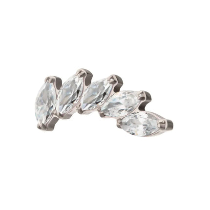 Invictus Titanium Threadless 5 Marquise Staggered Cluster Prong Gem Top