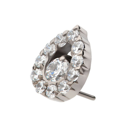 Invictus Titanium Threadless Round CZ Center Hollow Teardrop Shape Top
