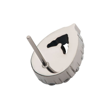 Invictus Titanium Threadless Round CZ Center Hollow Teardrop Shape Top