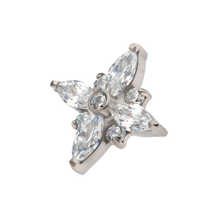 Invictus Titanium Threadless with Clustered Round & Marquise CZ Cross Shape Top