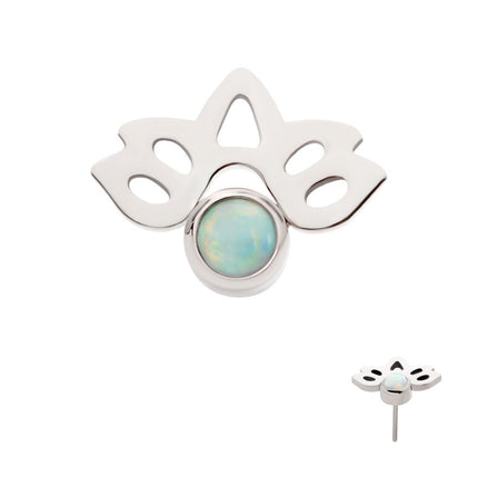 Invictus Titanium Threadless with Bezel Set Opal Lotus Flower Top