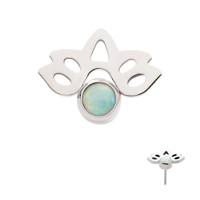 Invictus Titanium Threadless with Bezel Set Opal Lotus Flower Top