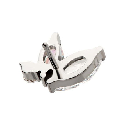 Invictus Titanium Threadless Prong Set Marquise & Round CZ/Opal  Staggered 3 Cluster Top
