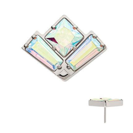 Invictus Titanium Threadless Baguette & Princess Gem Fan Shape Top