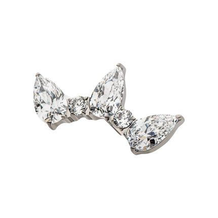 Invictus Titanium Threadless Alternating Teardrop & Round Prong Set CZ 5 Cluster Top